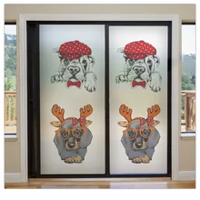 Индивидуальный размер, стеклянная фольга, Мультяшные животные, ПВХ, статическая декоративная пленка для ванной комнаты, спальни, фоновая настенная кухня, 60 см x 100 см