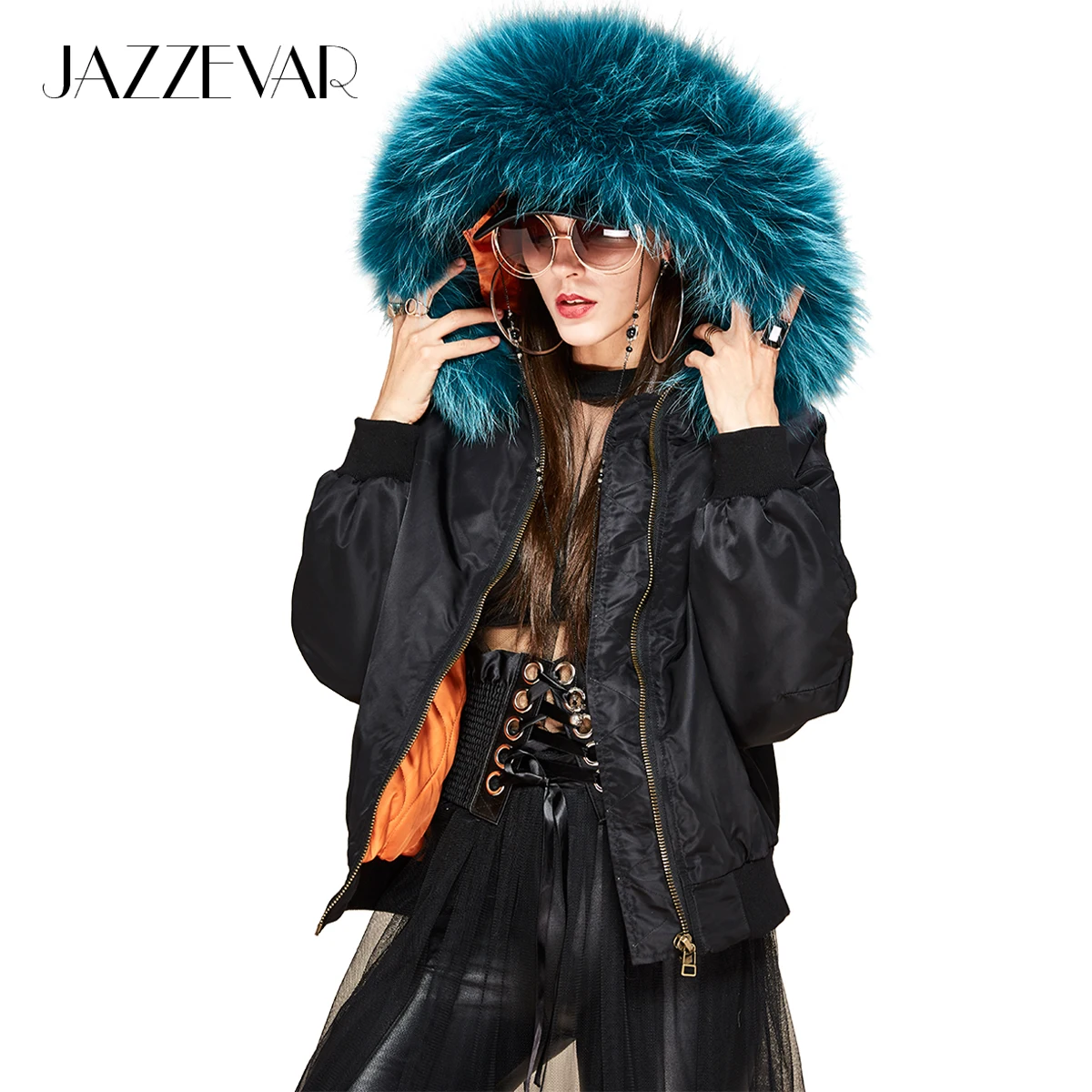 JAZZEVAR 2019 Новая куртка зимняя модная уличная женская бомбер с капюшоном большой