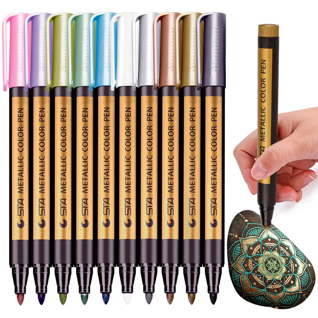 Metallic Marker Pens 10/20 Colors Medium Point Metallic Markers for Rock  Painting, Black Paper, Card Making, Scrapbooking Crafts