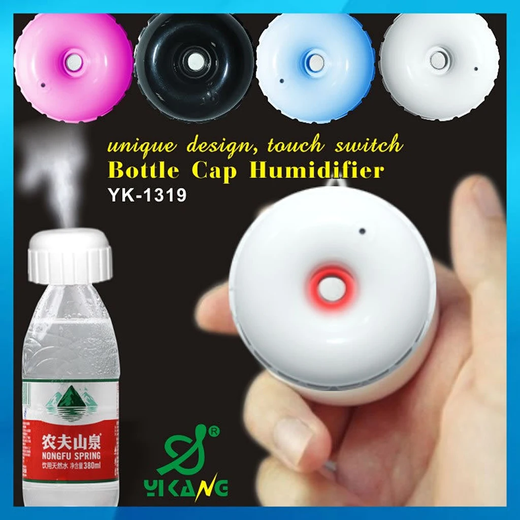 5.3cm USB Car mini Water Bottle Cap Shape Humidifier Air Diffuser White