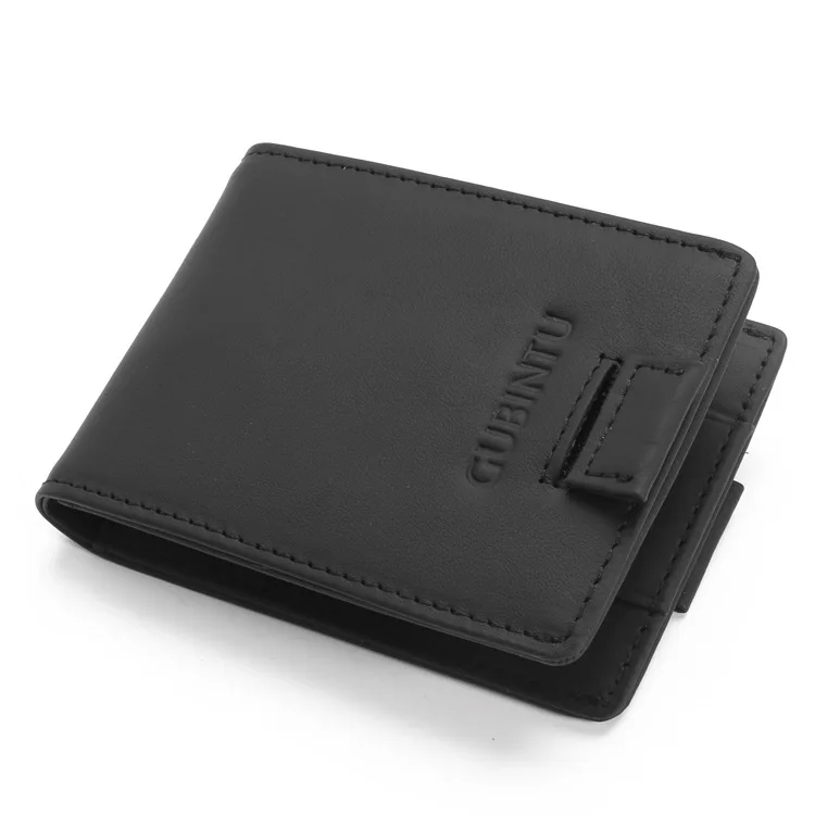 Двойной ремень кожаный анти-магнитный RFID кошелек многофункциональный кошелек кожаный бумажник мужской кошелек - Цвет: black