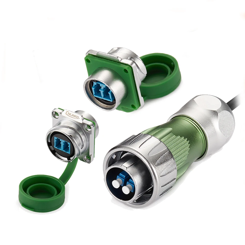 

Waterproof 2Pin LC Optical Fiber Connectors M24 Quick Screw Locking Aviation Male Plug Female Panel Socket Signal Fiber Adapter