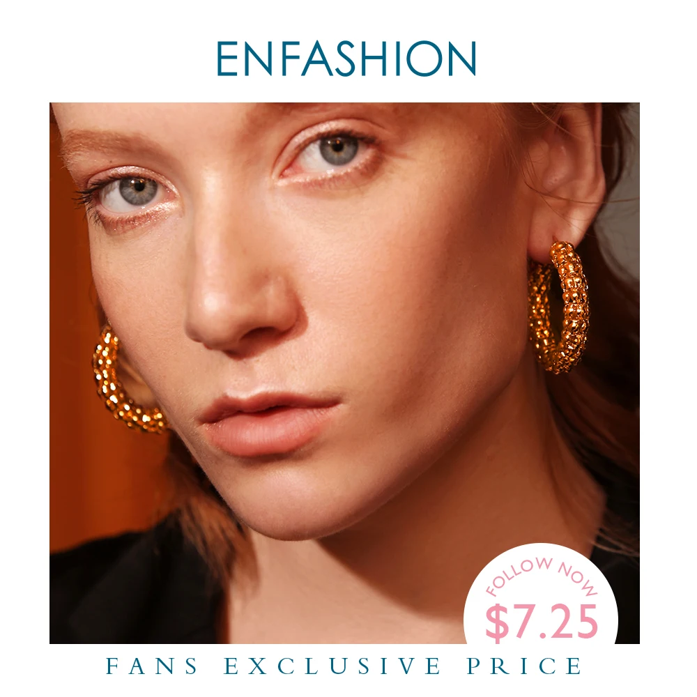 

ENFASHION Marcella Hoop Earrings For Women Stainless Steel Gold Color Circle Trendy Round Earings Fashion Jewelry Gifts EM181063