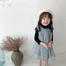 Коллекция года, платье для девочек в Корейском стиле модная Осенняя детская одежда платья-майки для девочек 1-6 лет
