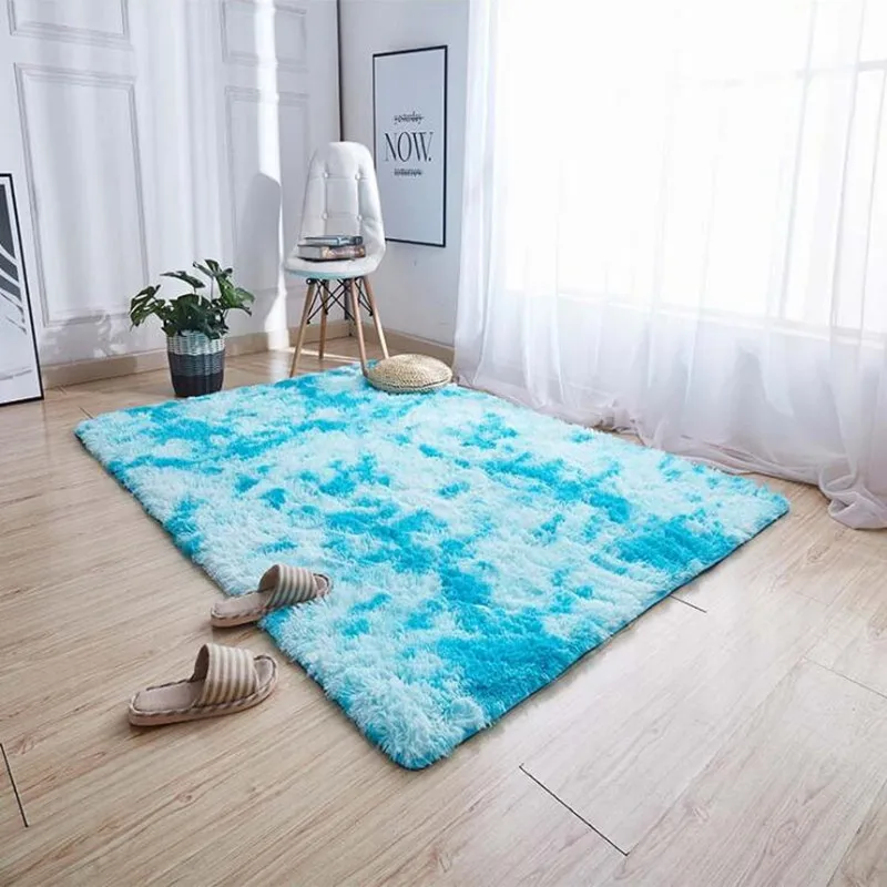 Light Blue Градиентные пестрые ковры для гостиной, плюшевые мягкие коврики, Нескользящие, водопоглощающие Коврики для спальни A001H - Цвет: Light Blue