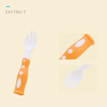 

Easy Clean Double Color Newborn Baby Spoons Fork Soft Silicone Baby Feeding Spoon Safety Utensils Patchwork Children Tableware