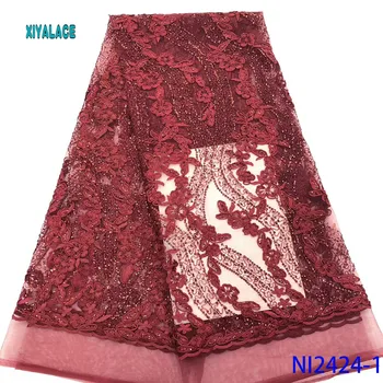 

African Tulle Mesh Lace Fabric Women's Stage Dress Wedding Lace Embroidered Mesh Color Embroidery YANI2424B－1