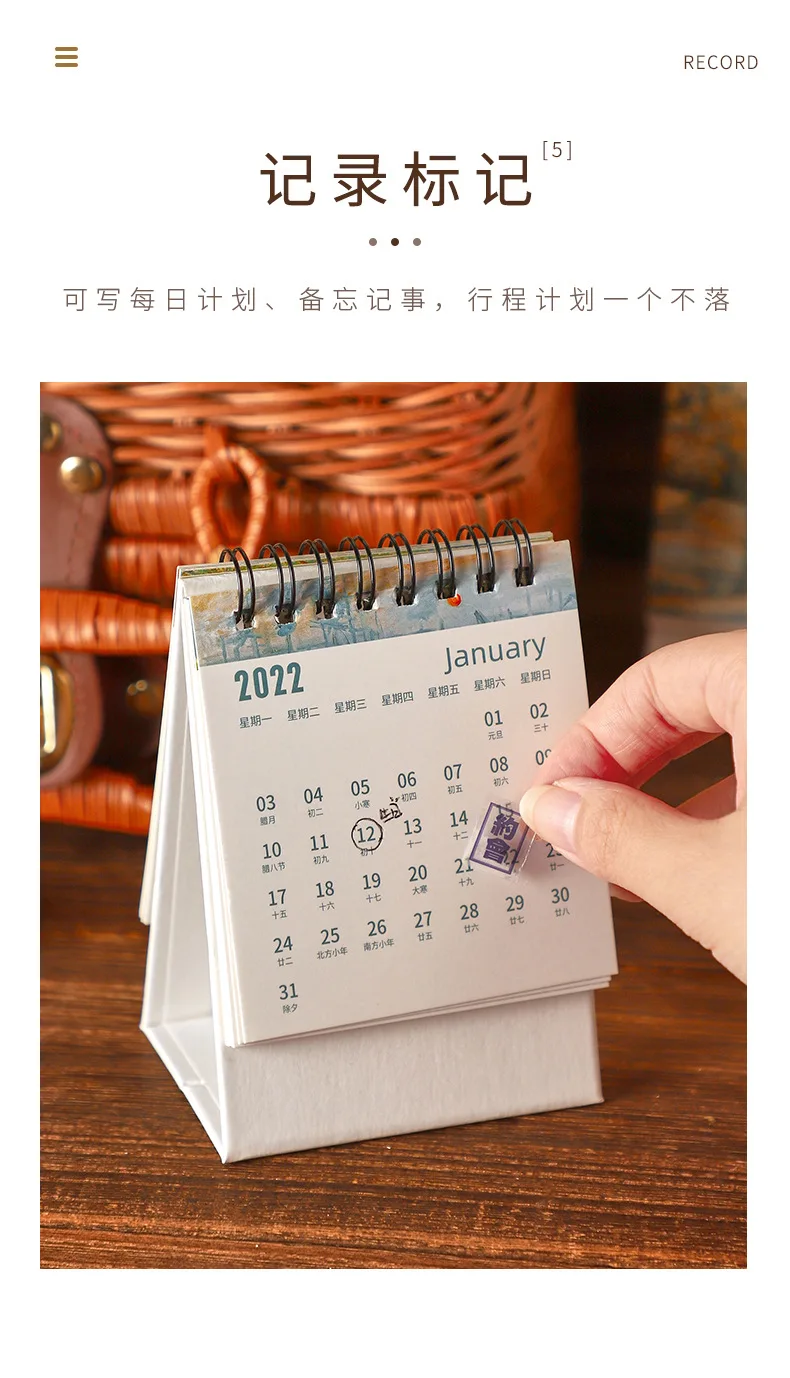 Imeetu 1 Pc 2022 Retro Mini Painting Desk Calendar Vintage Monthly Planner Daily Schedule School Office Supplies|Calendar| - Aliexpress