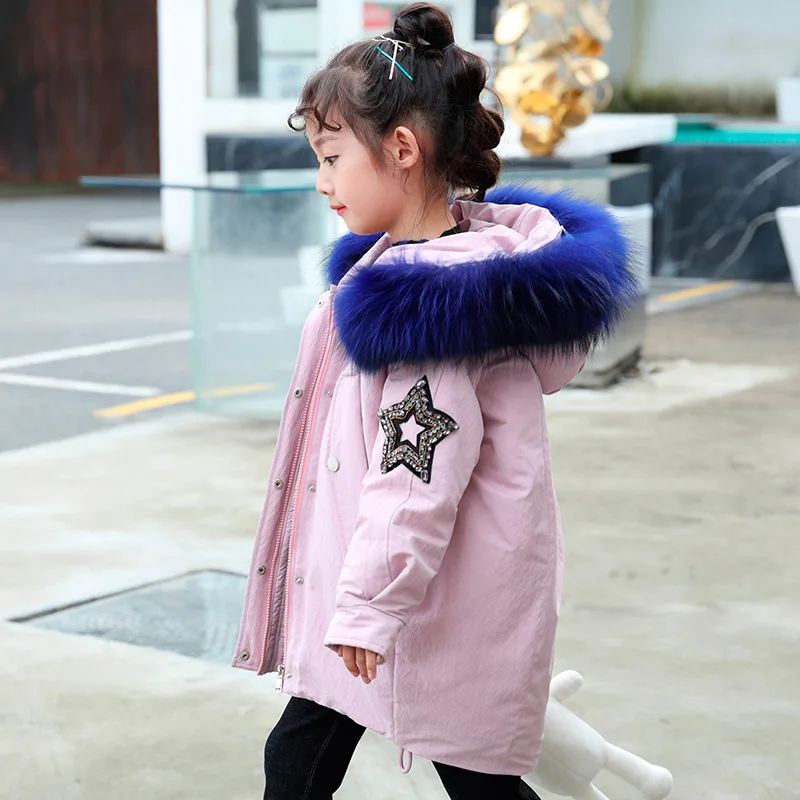 

Winter Down Jacket for Girls Clothes Parka Real Fur Hooded Russian Winter Coat 2019 New Fashion Outerwear Teenage Clothing 4-15Y