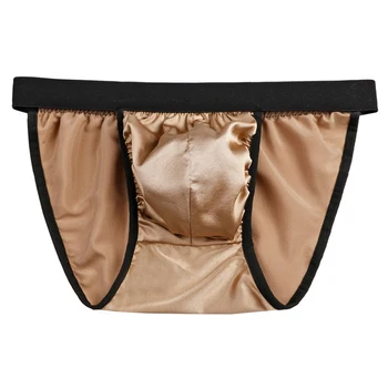 

Men's Pure Silk Bikini Briefs Trunks Shorts Bulge Pouch Underpants Underwear Silk Men's Bag Briefs