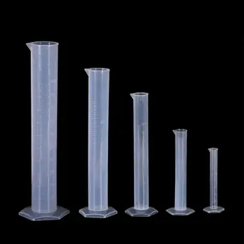 

5 Pcs Clear Plastic Graduated Cylinder, 10, 25, 50, 100, 250ml M17F