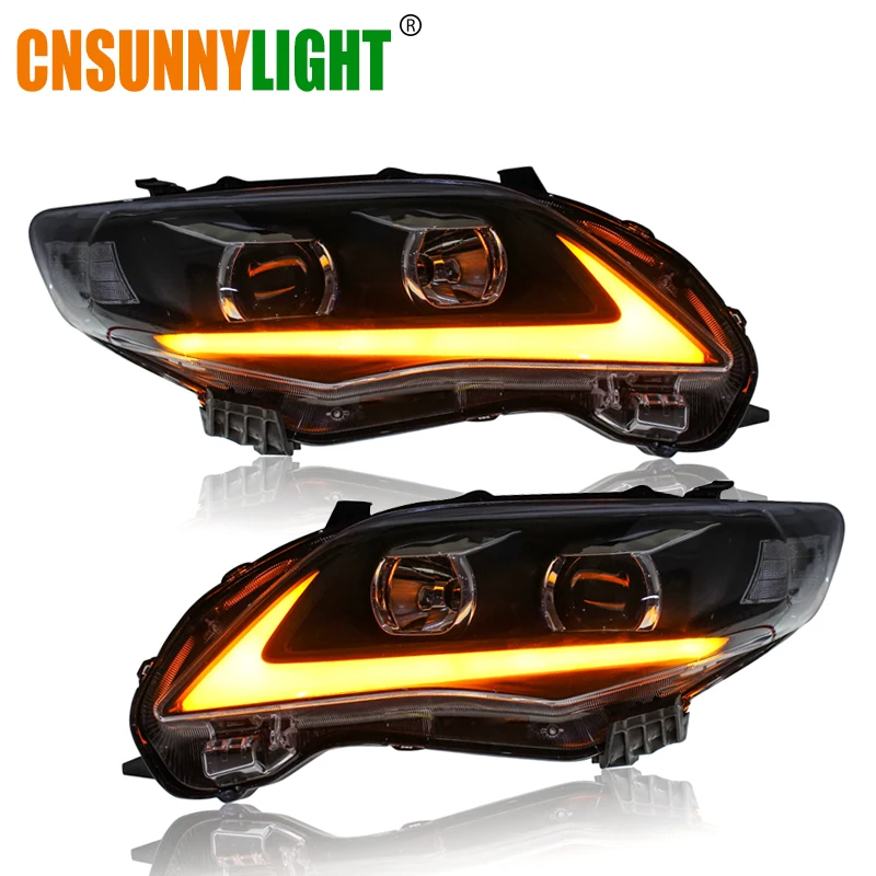 CNSUNNYLIGHT Для Toyota Corolla 2011/2012/2013 Сборка фар автомобиля W/ LED DRL Указатели Поворота