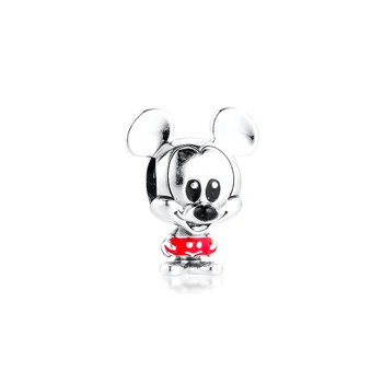 

Mickey Mouse Red Trousers Charm Silver 925 Original Beads for Charms Bracelets Mother