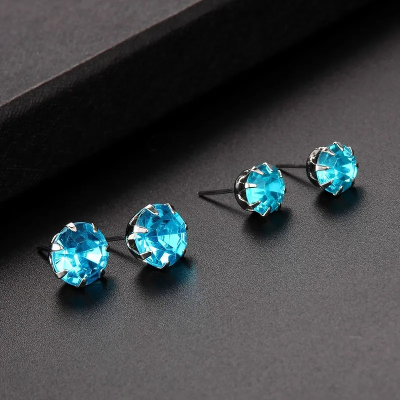 Stud Earrings 12 Pair/Pack AAA CZ Shiny Wedding Stud Earrings Set Women Men Crystal Jewelry Accessories Earing Oorbellen