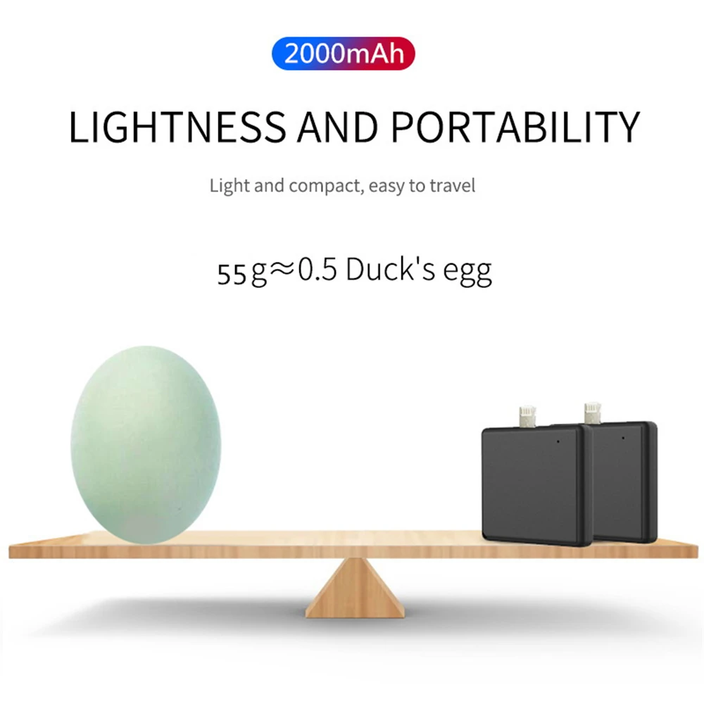 Портативное портативное мини зарядное устройство 2000 мАч внешний аккумулятор для