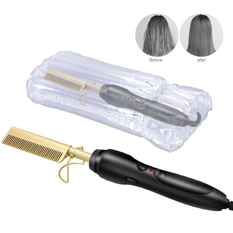 Beard Straightener Hot Comb Electric Environmentally Friendly Gold Titanium Alloy Straight Hair Comb Salon Perm Tool Iron Comb