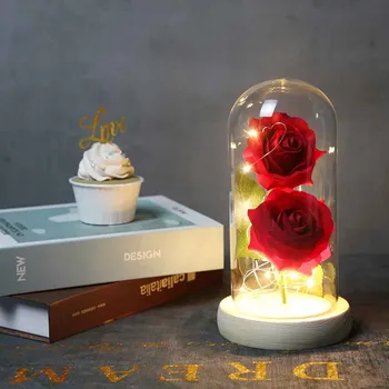 

LED Beauty Rose Beast Battery Powered Red Flower String Light Desk Lamp Romantic Birthday Holiday Girls Mother Gifts Home Decor
