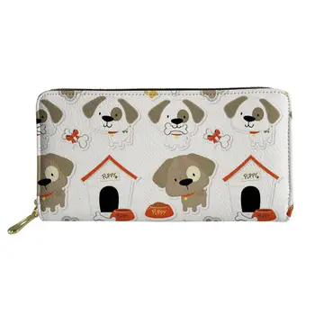 

NOISYDESIGNS Fashion Women Ladies Wallets Leather Wallet Dog Printed Zipper Long Clutch Purse Wristlet Carteras de mujer
