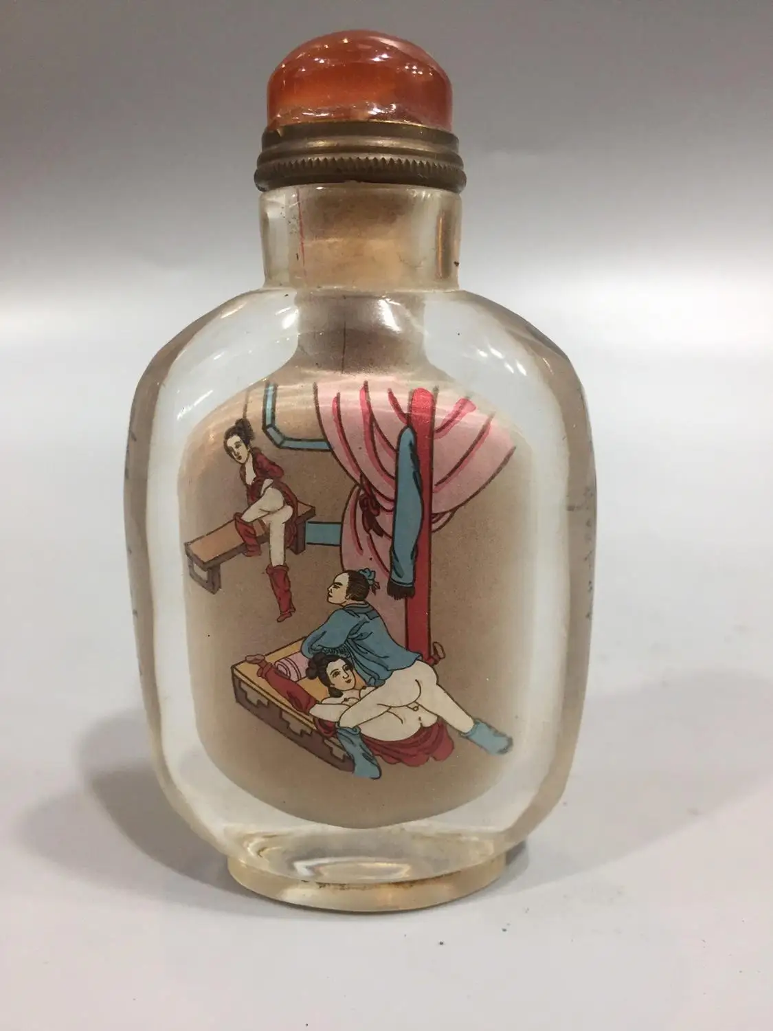 

China Old Beijing used old snuff bottle Glass built-in snuff bottle Spring Palace painting