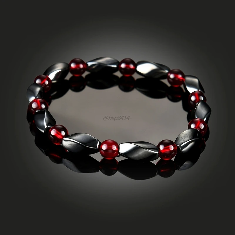 Pulsera magnética Unisex para terapia con piedras de hematita, brazalete de cuentas para el cuidado de la salud, pulsera magnética elegante para hombre y mujer