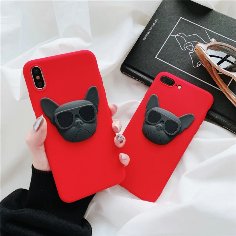 For iPhone 11 XR X XS Max SE 2020 Fashion Cool Bulldog DIY Contrast Color Case 7 6s 8 Plus ins Soft Silicone Cover |
