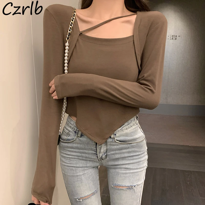 ★韓国人気★Loulouseoul★Essential Sleeve Top Asymmetrical One-Shoulder Side Cut Long Sleeve CF416
