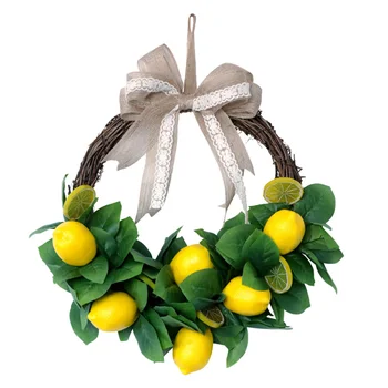 

1Pc Garland Pendant Simulative Lemon Green Leaf Garland Decorative Garland Wreath Decor for Party Wedding Banquet