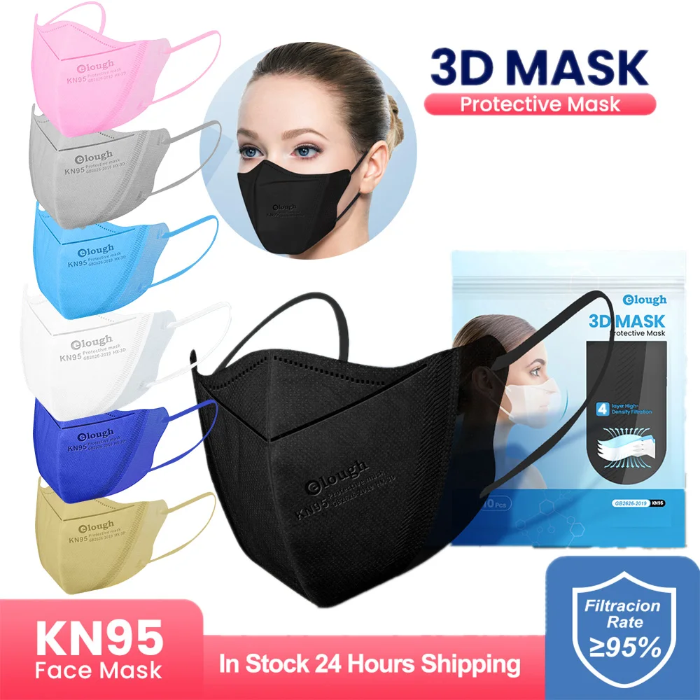 3D KN95 маски черные Mascarillas FPP2 для лица 4-слойная тушь n95 CE FFP2 Certificadas España kn95mask | Красота