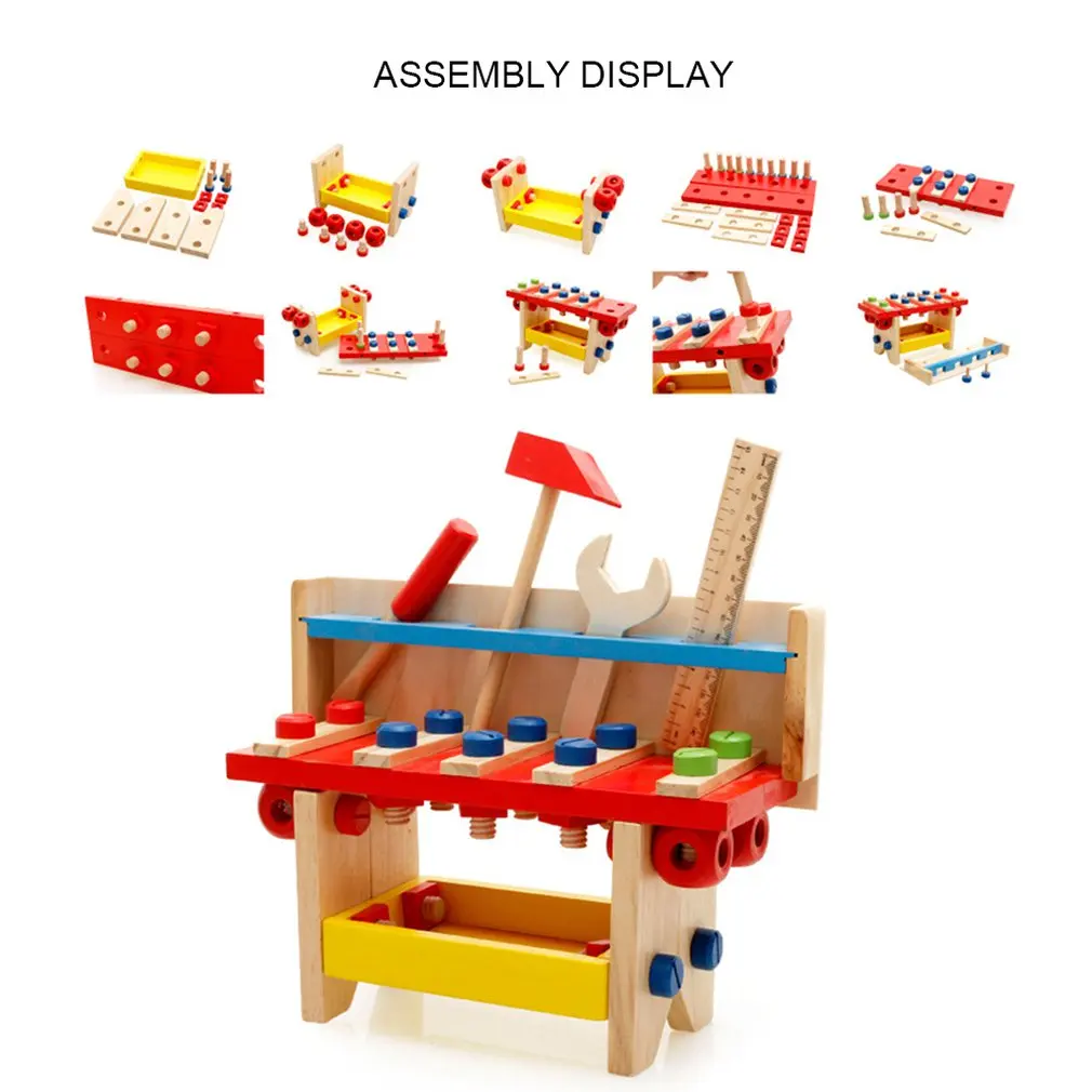 

Wooden Simulation Wood Tool Table Disassembly Nut Combination Toy Early Education Puzzle Infant Children Table Games