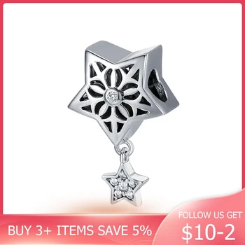 

CodeMonkey Genuine 100% 925 Sterling Silver Star Of Snow Country Charm Pendant fit Women Charm Bracelet & Necklaces jewelry C371