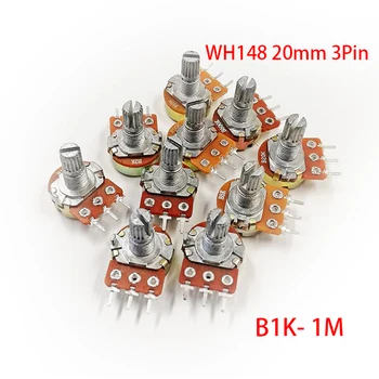 

5pcs WH148 3Pin 20mm Potentiometer B1K B2K B5K B10K B20K B50K B100K B250K B500K B1M 1K 2K 5K 10K 20K 50K 100K 250K 500K 1M