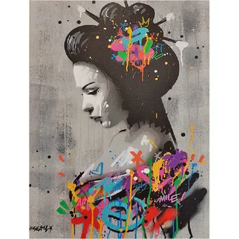 

DIY 5d Diamond Painting Abstract japanese woman Pattern rhinestone full Diamond Embroidery Cross Stitch Needlework Decorative