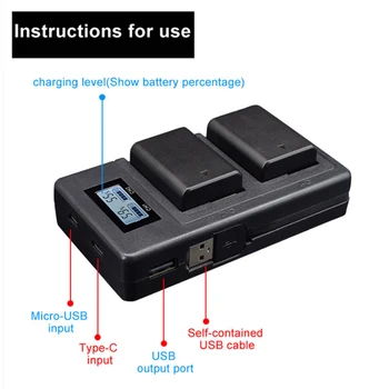 

Camer Battery Charger Dual Ports LCD Display NP-FW50 Battery Smart Charger Stand Cradle for Sony Alpha A6000 A6300 A6500 A7r A7