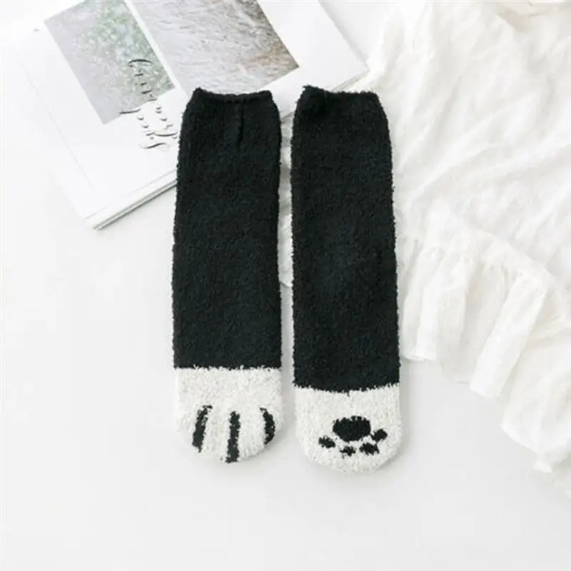 2 пары, утепленные носки из кораллового флиса с рисунком когтей кошки, теплые носки-тапочки, пушистые носки для сна
