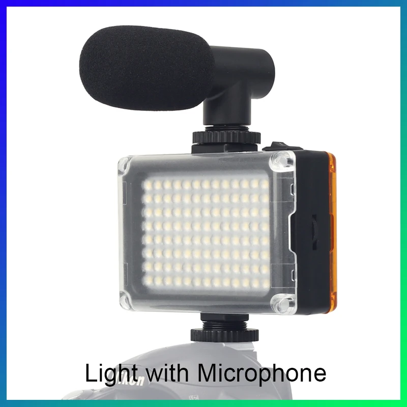 Мини Портативный 104 светодиодный светильник для видеосъемки с микрофоном