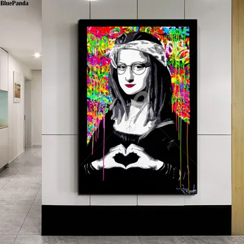 

Mona Lisa Love Heart Nordic Style Wall Art Canvas Painting Poster Abstract Print Decorative Picture For Living Room Home Decor