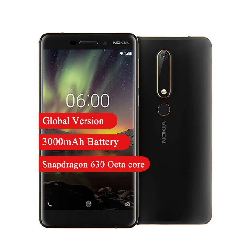 Смартфон Nokia 6 1 4 Гб ОЗУ 64 ПЗУ Android 5 экран FHD Восьмиядерный процессор Snapdragon 630