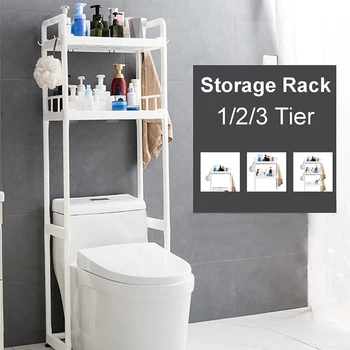 

1/2/3Tiers Toilet Shelf Floor Type Storage Shampoo Towel Accessory Rack Bathroom Washing Machine Shelf Organizer Floor Standing
