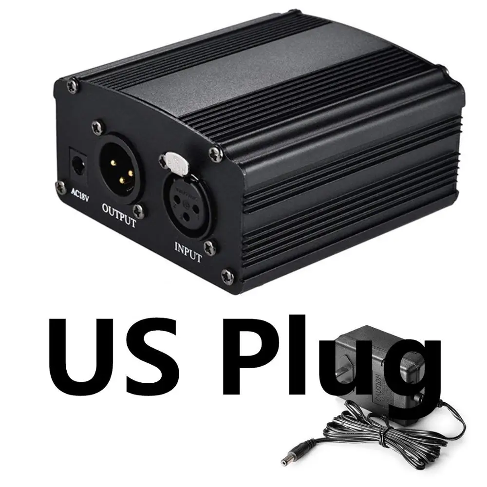 Wholesale Microphone 1-Channel 48V Phantom Power Supply+Adapter AU US EU Plug for Any Condenser Microphone Recording - Цвет: Красный