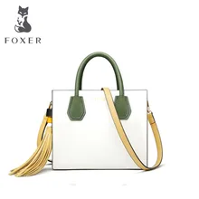 FOXER, женские кожаные сумки, модная сумка из воловьей кожи, роскошные сумки, женские сумки, дизайнерские сумки, известный бренд, женские сумки, новинка, сумка-тоут