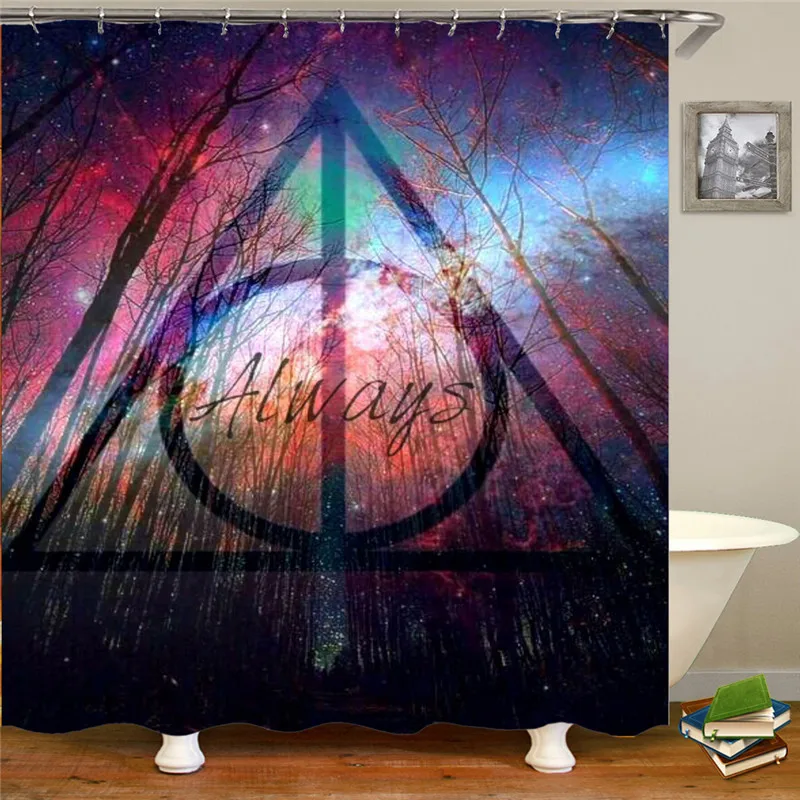 Printed 3d shower curtain waterproof polyester fabric washable bathroom shower curtain with 12 people hook