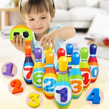 

Parent Child 2 Balls Toddler Bowling Set with 10 Pins Funny Skittles Game Toy Kids Educational Early Development Sports Toys
