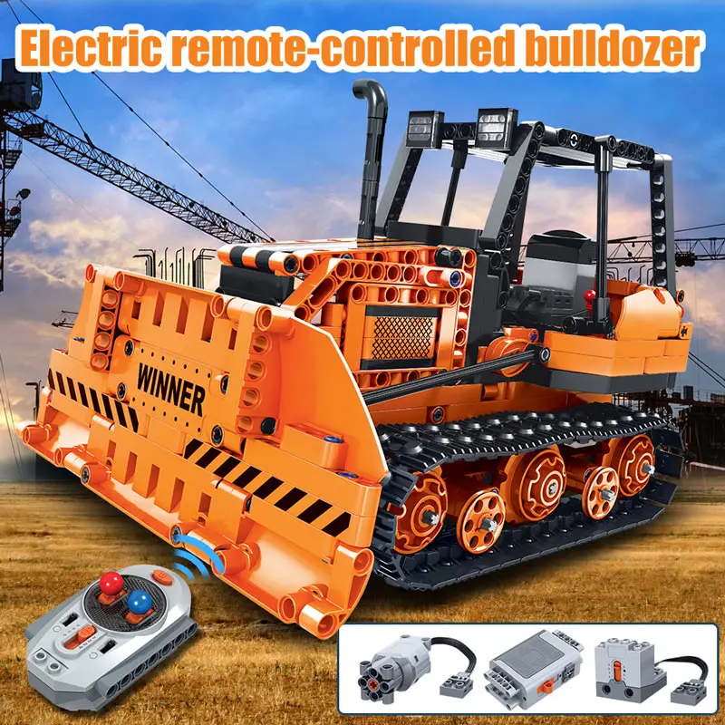 

775pcs Creator Remote Control Engineering Truck Building Blocks Technic RC Car Bulldozer Electric Boys 1706887
