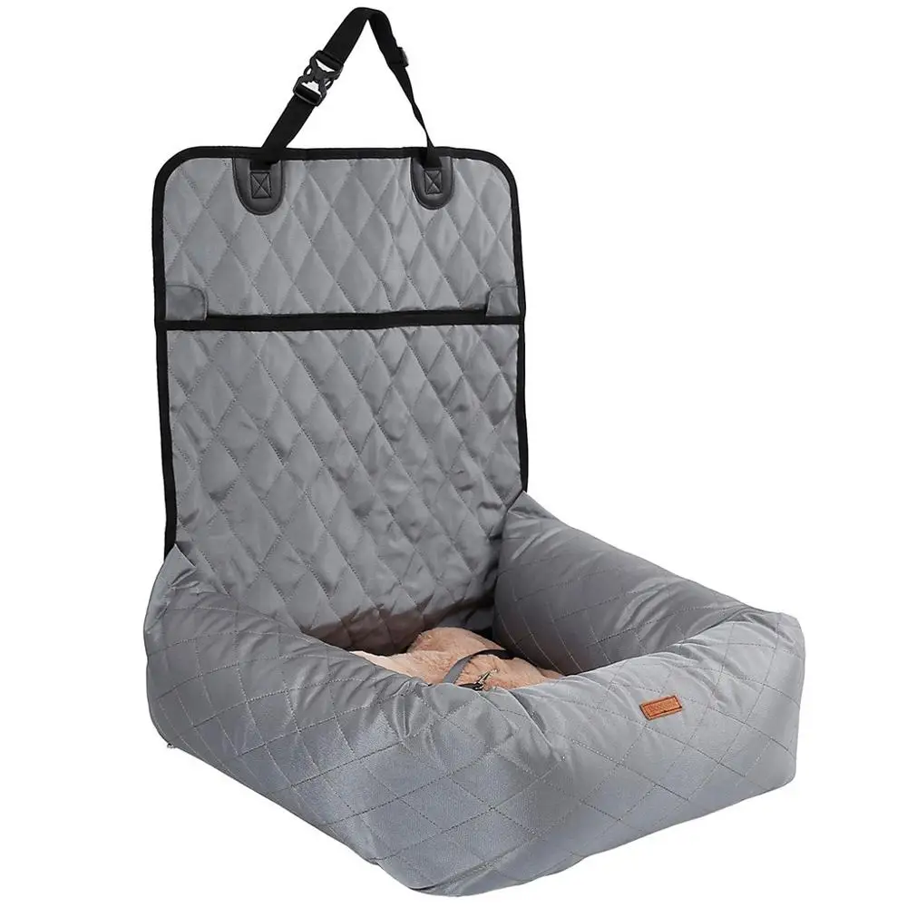 Серый 2 In 1 Pet Dog Carrier Folding Car Seat Pad Safe Carry House Puppy Bag Car Travel Accessories Waterproof Dog Seat Bag Basket - Цвет: Серый