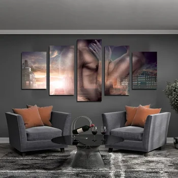 

Nordic Style Abstract Nude Figure Canvas Painting Posters And Prints Wall Art Pictures 5 Panel Living Room Home Decoration