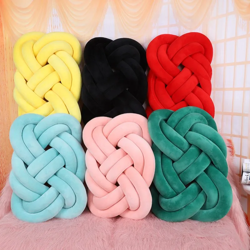 Long Knotted Braid Baby Pillow Knot Crib Infant Room Decor Newborn Baby Bed Cushions Crib Knotted Pillows