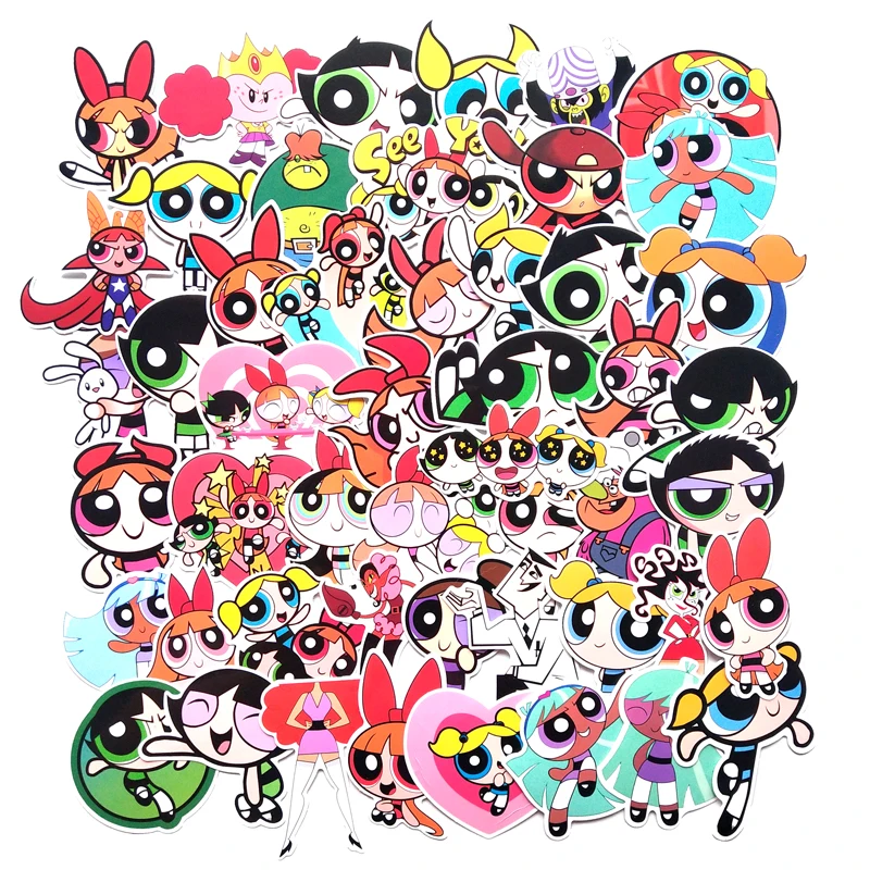 50 шт./компл. Powerpuff девушки ПВХ водонепроницаемый забавный стикер игрушка багаж Наклейка мотоцикл и багаж ноутбук игрушка наклейка