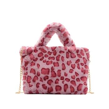 

Fashion Women Large Capacity Shoulder Bag Chain Woman Plush Handbag Soft Ladies Premium Bag Daily Zebra Pattern Dot