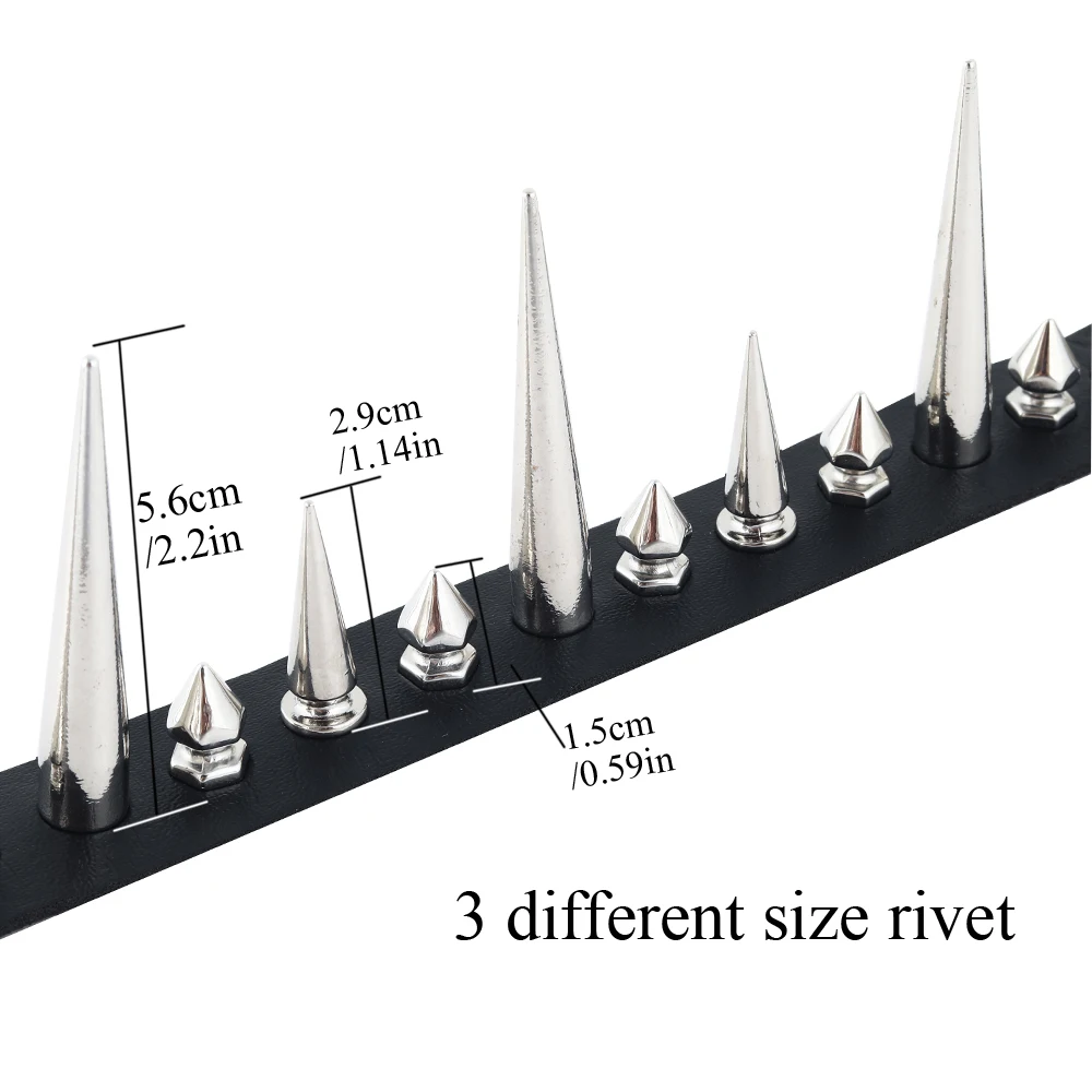 Collana girocollo lunga con borchie punk in pelle per donne e uomini, con grandi borchie e accessori in stile gotico_voghion.com