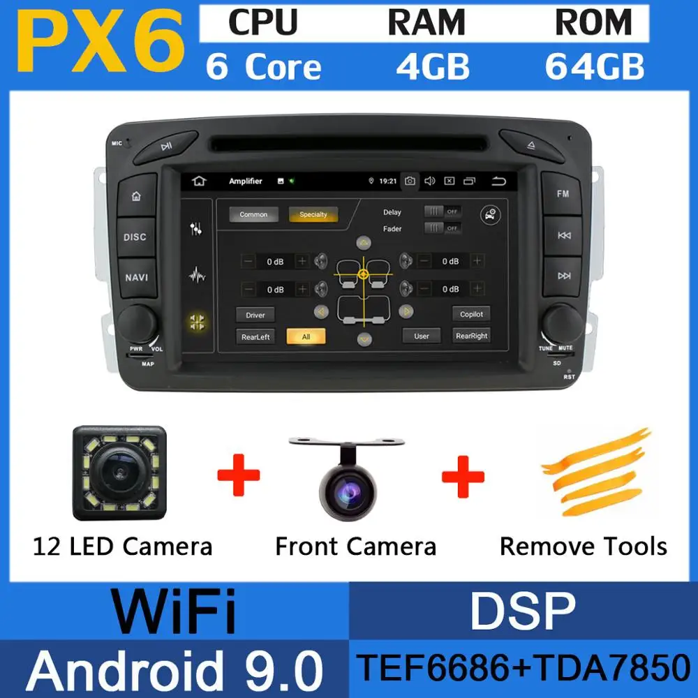 PX6/Восьмиядерный Android 9,0 автомобильный dvd-плеер для Mercedes Benz W209 W203 W168 M ML W163 W463 Viano W639 Vito Vaneo автомобильный Радио 5 USB - Цвет: PX6